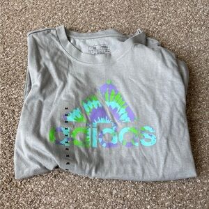 Adidas Medium Gray T-Shirt with Colorful Logo